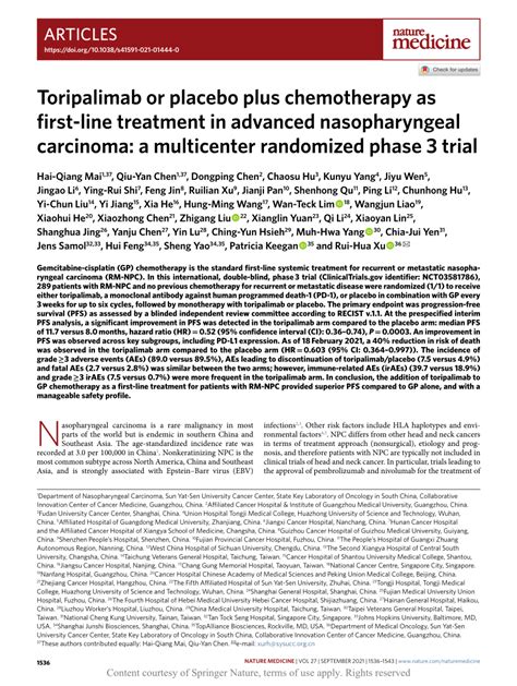 Toripalimab with chemotherapy as first.